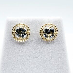 10K Yellow Gold Aquamarine 1.5ct (6x6mm) Stud Earrings